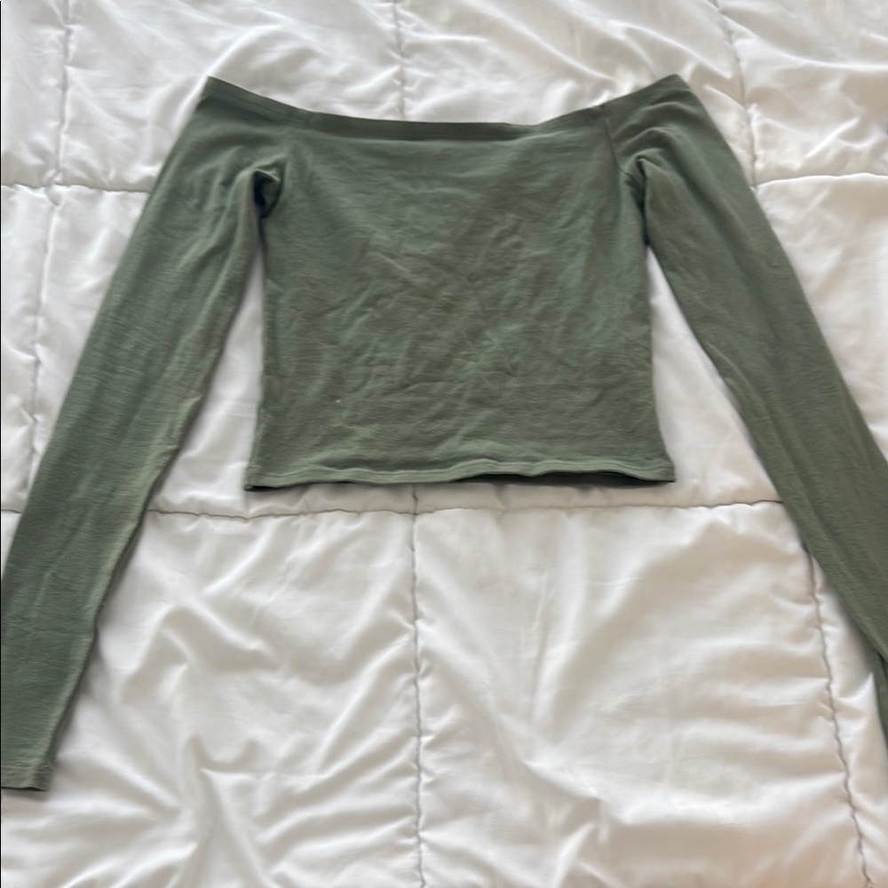 Hollister Green Puff Sleeve Crop Top